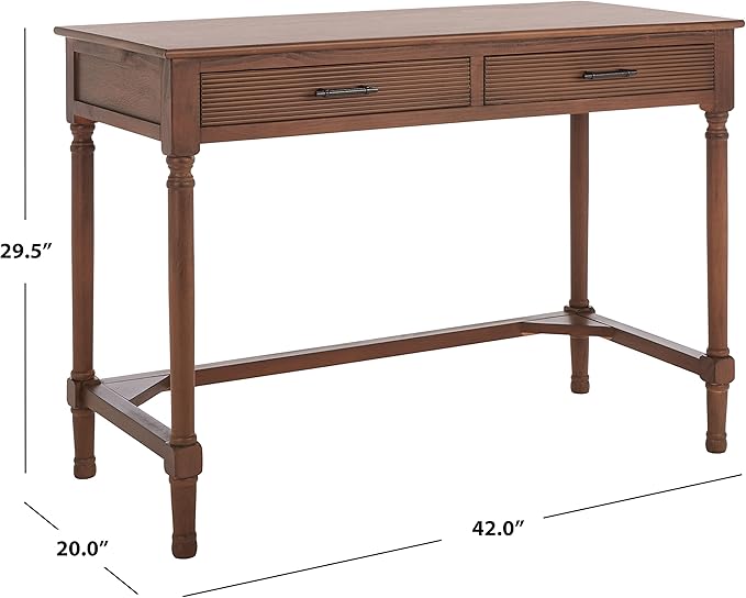 SAFAVIEH Home Collection Mckinlee Distressed White 2-Drawer Computer Office Desk Table DSK5704C, Brown - LeafyLoom