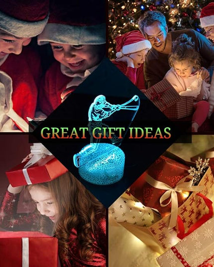 LETOUR Night Light for Kids Baseball 3D Night Light Porpoise Illusion Lamp with Remote Control 16 Color Changing Xmas Halloween Birthday Gift for Child Baby Boy (Remote - Ice Crack Base) - LeafyLoom