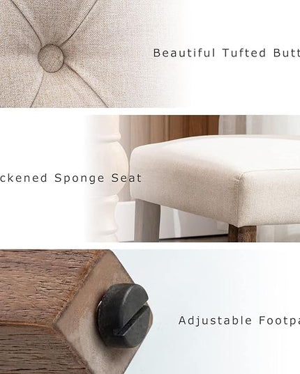 COLAMY Tufted Dining Room Chairs Set of 4, Parsons Diner Chairs Upholstered Fabric Side Kitchen Chairs with Solid Wood Legs and Padded Seat - Beige - LeafyLoom