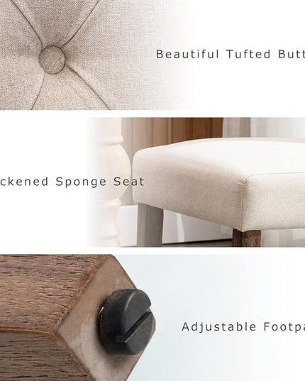 COLAMY Button Tufted Dining Chairs Set of 6, Accent Parsons Diner Chair Upholstered Fabric Dining Room Chairs Stylish Kitchen Chairs with Solid Wood Legs and Padded Seat - Dark Beige - LeafyLoom