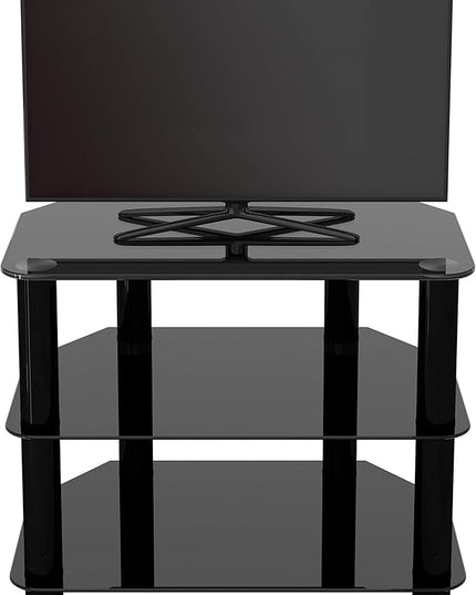 AVF SDC600BB-A TV Stand for TVs UP to 32-inch, Black Glass, Black Legs - LeafyLoom
