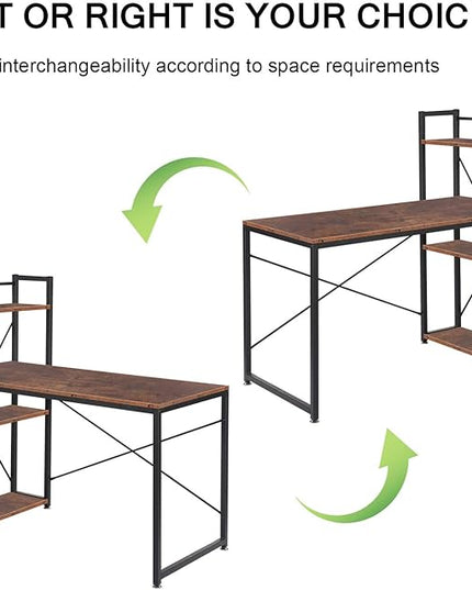 VECELO Computer Drawers/Shelves with Storage for Study/Writing and Home Office Workstation, 47 Inch Desk, Vintage Brown - LeafyLoom