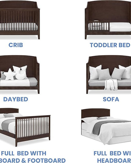 Delta Children Campbell 6-in-1 Convertible Crib - Greenguard Gold Certified, Walnut Espresso - LeafyLoom