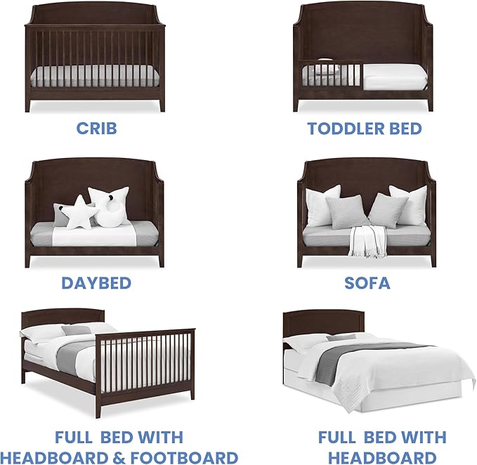 Delta Children Campbell 6-in-1 Convertible Crib - Greenguard Gold Certified, Walnut Espresso - LeafyLoom
