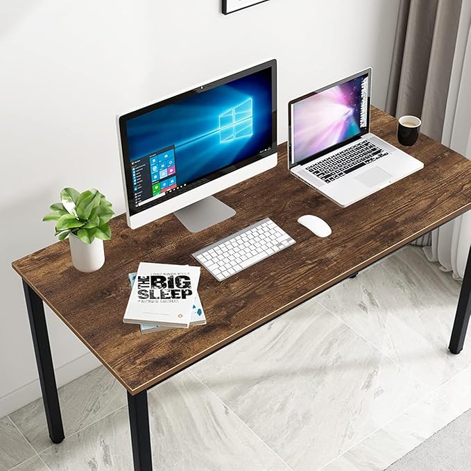 SogesGame Computer Desk, 55.1 inches Office Desk Computer Table Study Writing Desk Workstation for Home Office Dining Table Retro - LeafyLoom