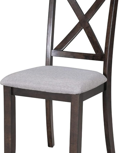 Kitchen 6-Piece Wooden Foldable Dining Table Set with Bench and 4 Padded Chairs, Space-Saving, Espresso - LeafyLoom