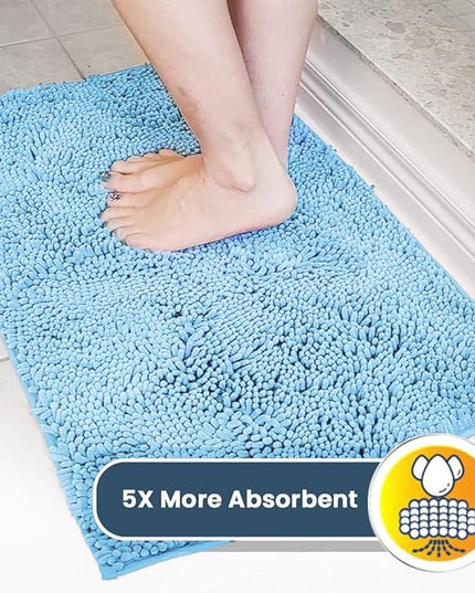 Muddy Mat® Original Dog Door Mat for Muddy Paws, Super Absorbent Microfiber, Non-Slip Washable Pet Rug, Quick Dry Chenille Entryway Carpet, Machine Washable Indoor Outdoor mat, Sky Blue 35"x60" MuddyMat