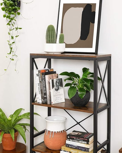VASAGLE DAINTREE Bookshelf, Kitchen Shelf, Free Standing Shelf, Ladder Rack with 4 Open Shelves, for Kitchen, Office, Stable Steel Frame - LeafyLoom