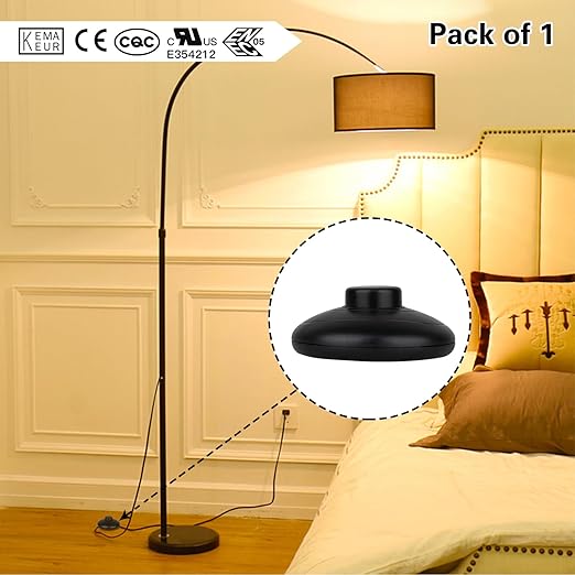 1Pcs Floor Lamp Foot Switch, Black Foot Pedal Switch, Round Floor Lamps Foot Inline Switch, Step ON Off Spring Push Button, for Foot Pedal Control Replacement Floor Lamp Extension Cord Parts - LeafyLoom