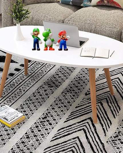 Oval Coffee Table Midcentury Modern Coffee Table Wood Coffee Table Modern Coffee Table for Living Room, Small Modern Furniture for Home, 39.3" D x 19.6" W x 16.5" H - LeafyLoom