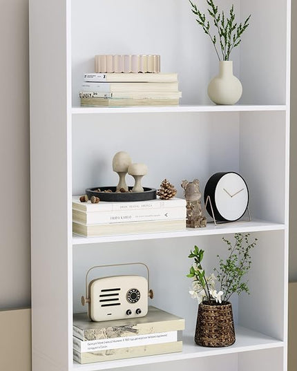 FOTOSOK 6-Tier Open Bookcase and Bookshelf, Freestanding Display Storage Shelves Tall Bookcase for Bedroom, Living Room and Office, White - LeafyLoom