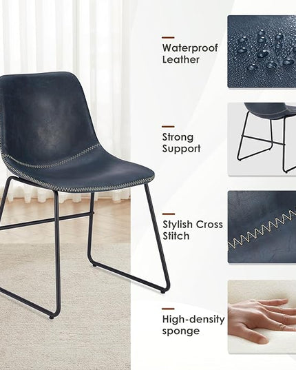 Dining Chairs Set of 4, Kitchen & Dining Room Chairs Dining Chairs Midcentury Modern Chair, Mid Century Faux Leather Dining Chair Comfortable,Dining Chair for Home - LeafyLoom