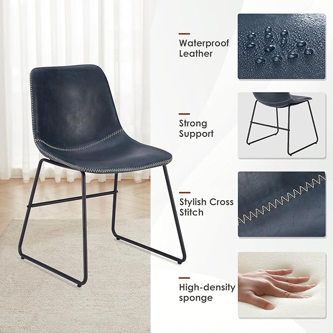 Dining Chairs Set of 4, Kitchen & Dining Room Chairs Dining Chairs Midcentury Modern Chair, Mid Century Faux Leather Dining Chair Comfortable,Dining Chair for Home - LeafyLoom