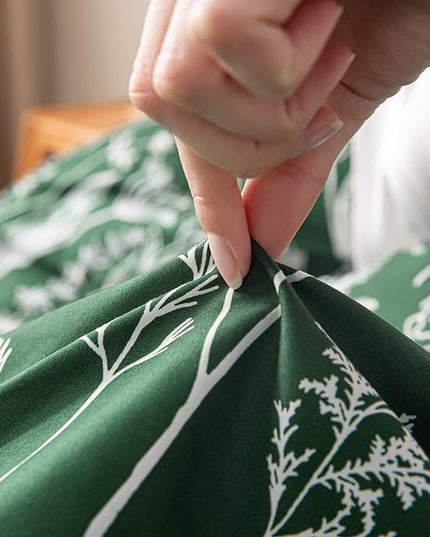 JANZAA King Comforter Set Emerald Comforter Set 3 PCS Bedding Sets Floral Comforter Set Plant Flowers Printed on Fluffy Comforter Set for All Season - LeafyLoom