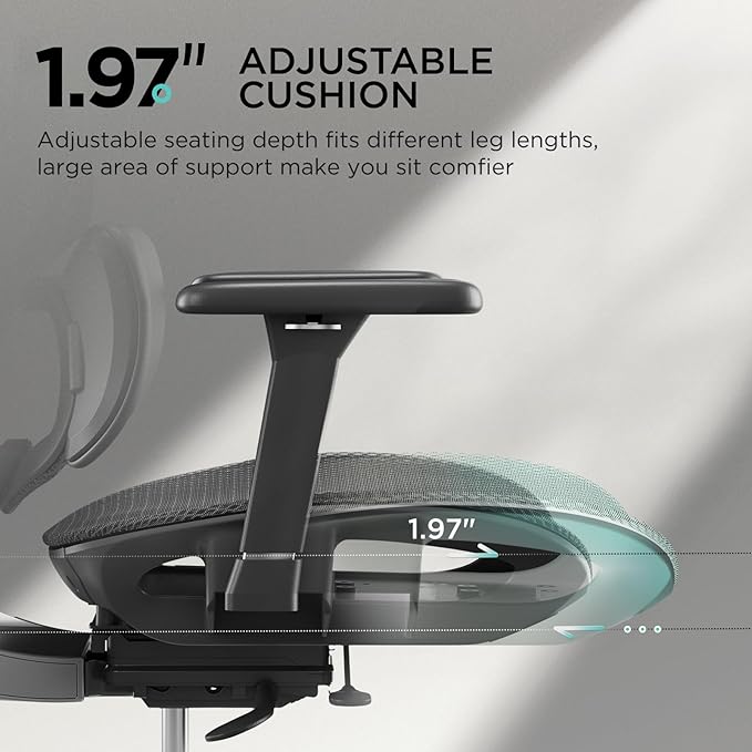 Hbada E3 Ergonomic Office Chair, Big and Tall Office Chair - with 3-Zone Dynamic Lumbar Support, 3D Adjustable Headrest, 3D Adjustable Armrests, Swivel Computer Chair, Black(No Footrest) - LeafyLoom