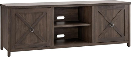 Henn&Hart Rectangular TV Stand for TV's up to 80" in Alder Brown, TV Stands for the Living Room - LeafyLoom