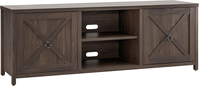 Henn&Hart Rectangular TV Stand for TV's up to 80" in Alder Brown, TV Stands for the Living Room - LeafyLoom