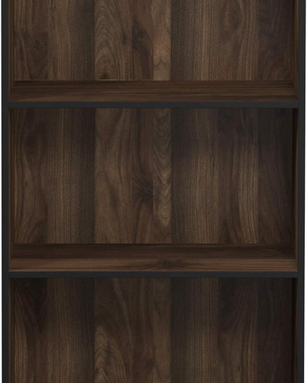 FURINNO Basic 3-Tier Bookcase Storage Shelves, Columbia Walnut - LeafyLoom