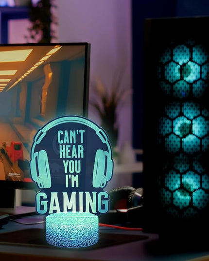 Gamer Lamp, 16 Colors Changing Can't Hear You I'm Gaming Night Light with Remote, Headset Graphic Video Games Gamer Gift for Men Boys Girls Teens Kids Birthday Christmas, Gaming Room Decor - LeafyLoom