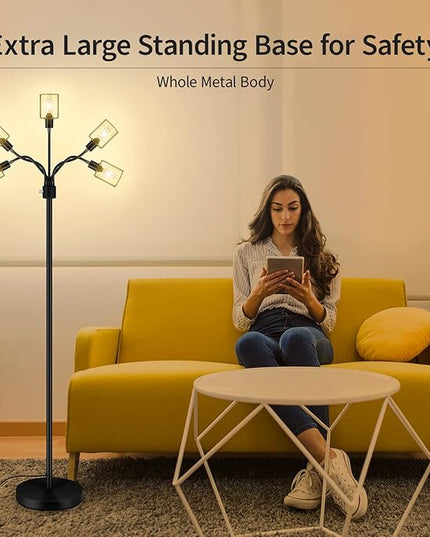 Floor Lamp, Industrial Floor Lamps for Living Room,Tree Standing Lamp,3 Way Switch,Modern Stand up Lamp for Bedroom Office Farmhouse - LeafyLoom