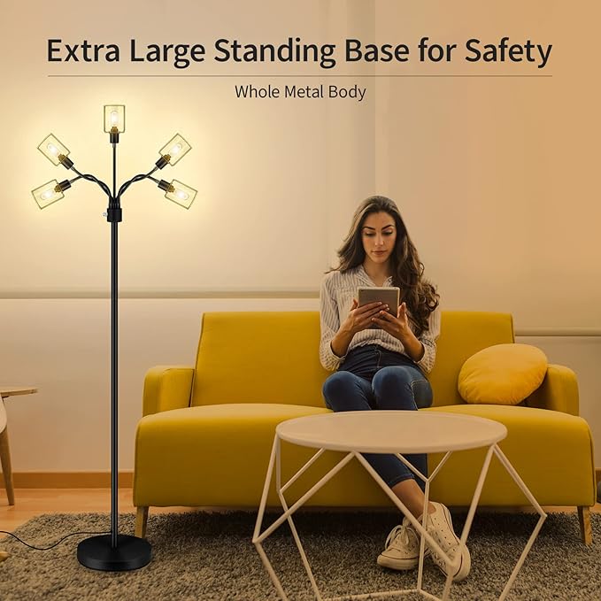 Floor Lamp, Industrial Floor Lamps for Living Room,Tree Standing Lamp,3 Way Switch,Modern Stand up Lamp for Bedroom Office Farmhouse - LeafyLoom