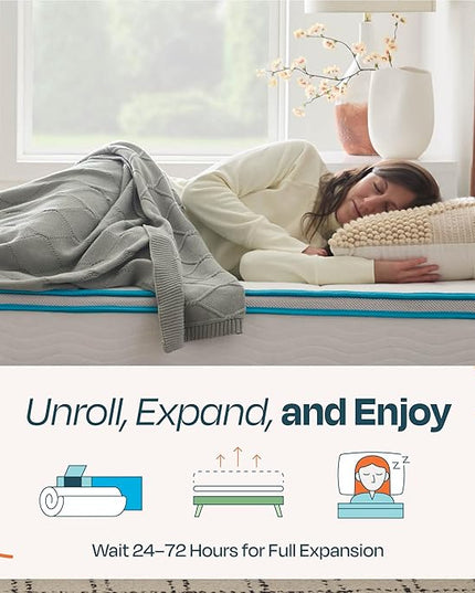 Linenspa 8 Inch Memory Foam and Spring Hybrid Mattress - Medium Firm Feel - Bed in a Box - Quality Comfort and Adaptive Support - Breathable - Cooling - Guest and Kids Bedroom - King Size - LeafyLoom