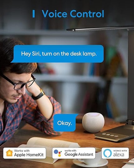 meross Smart LED Desk Light, Metal LED Desk Lamp Works with HomeKit, Alexa and Google Home, WiFi Eye-Caring Smart LED Desk Lamp for Home Office with Tunable White, Remote Control, Schedule and Timer - LeafyLoom