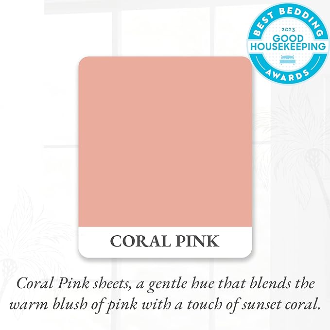 California Design Den Queen Size 100 Percent Cotton Sheet Set, 400 Thread Count Sateen Sheets for Queen Size Bed, Soft, Breathable & Cooling 4-Pc Deep Pocket Sheets - Coral Pink - LeafyLoom