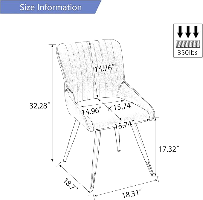 Alunaune Upholstered Dining Chairs Set of 2 Modern Kitchen Chairs, White Faux Leather Mid Century Accent Chair Armless Leisure Chair Living Room Desk Side Chair - LeafyLoom