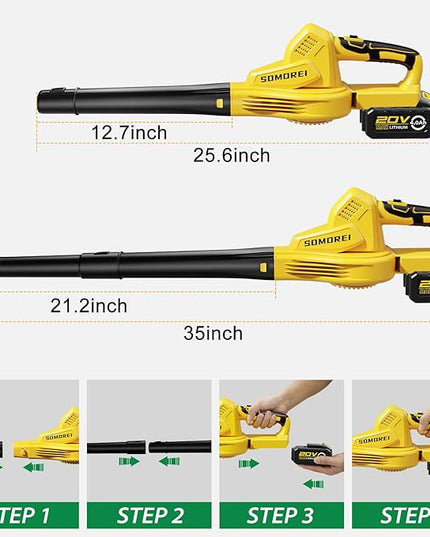 Cordless Leaf Blower Battery Powered: 20V Electric Leaf Blower with Charger and 4.0Ah Battery - Lightweight Small Blower Battery Operated for Driveway | Patio | Garage - LeafyLoom