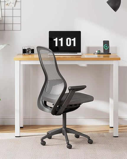 sogesfurniture Computer Office Desk Computer Table with BIFMA Certification Sturdy Office Desk Writing Desk,Teak&Black,BHUS-AC3BW-8040 - LeafyLoom
