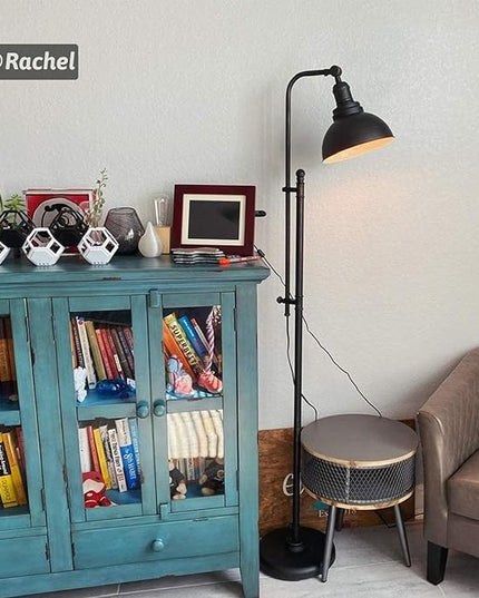 VONLUCE Floor Lamp, 65'' Tall Industrial Floor Lamp, Adjustable Height & Head Vintage Metal Standing Reading Pole Lamp, Floor Lamps for Living Room, Bedroom, Office, Farmhouse - LeafyLoom