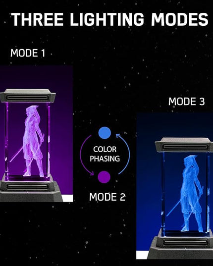 Paladone Ahsoka Tano Holographic Light, 3D Laser-Etched Crystal Model of Ahsoka Tano from The Mandalorian, 12cm (4.7") Tall Star Wars Lighting - LeafyLoom