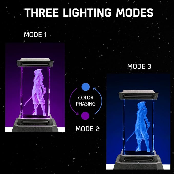 Paladone Ahsoka Tano Holographic Light, 3D Laser-Etched Crystal Model of Ahsoka Tano from The Mandalorian, 12cm (4.7") Tall Star Wars Lighting - LeafyLoom