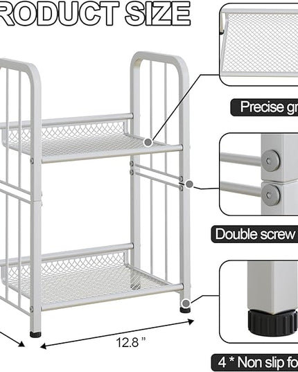 Bookshelf Storage Shelf Bookcase Freestanding Storage Stand for Living Room, Bedroom, Kitchen, Rust Resistance Easy Assembly Free Combination Multi-Functional Organizer (2 Tiers, White) - LeafyLoom