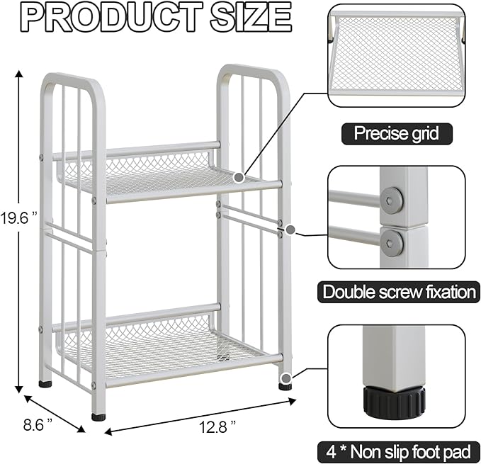 Bookshelf Storage Shelf Bookcase Freestanding Storage Stand for Living Room, Bedroom, Kitchen, Rust Resistance Easy Assembly Free Combination Multi-Functional Organizer (2 Tiers, White) - LeafyLoom