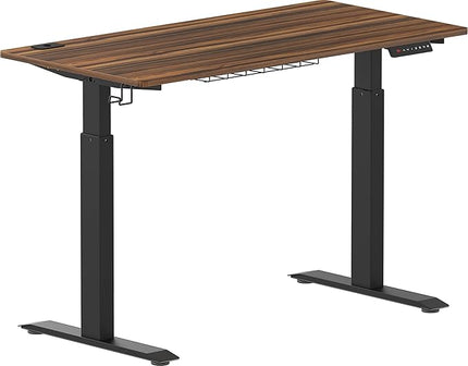 SHW Memory Preset Electric Height Adjustable Standing Desk, 48 x 24 Inches, Walnut - LeafyLoom
