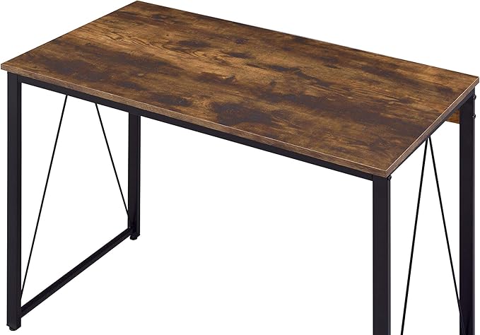 Acme Zaidin Wooden Rectangle Top Writing Desk in Weathered Oak and Black - LeafyLoom