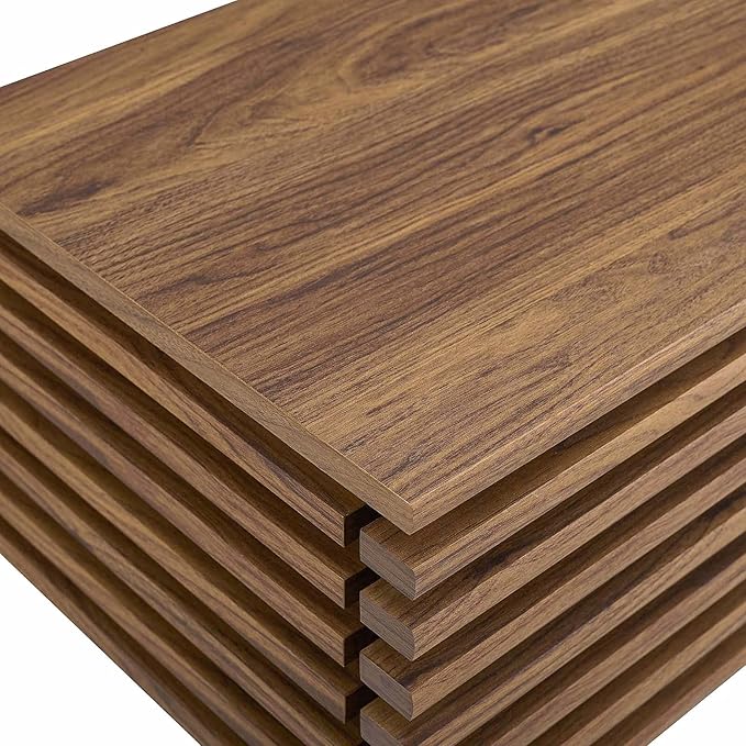 Modway Render 60" Mid-Century Modern Low Profile TV Stand in Walnut, 60 Inch - LeafyLoom