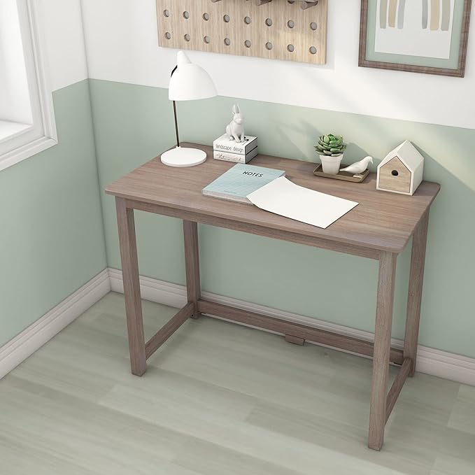 Max & Lily Solid Wood Desk, 40 Inches, Clay - LeafyLoom