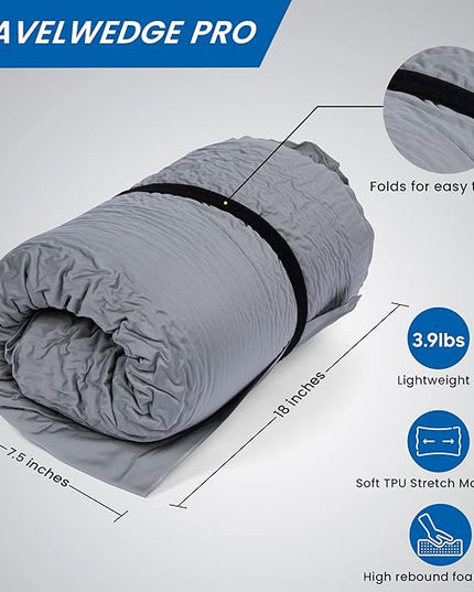 Self-Inflating Bed Wedge Pillow | Lightweight for Travel | Wedge Pillow for Sleeping and Acid Reflux, Heartburn, and GERD Pillow (30 Inch) - LeafyLoom