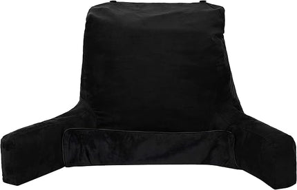 Husband Pillow XXL Cover Aspen Edition Sable Black, Reversible Microfiber to Microsuede, Side & Back Pockets - Handle for Easy Transport - Super Cozy Bed Rest Pillow Cover with Arms - Easy Care - LeafyLoom