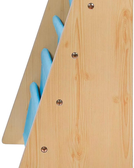 Wildkin Kids Canvas Sling Bookshelf for Boys and Girls, Wooden Design Features Four Fabric Shelves, Keep Bedrooms, Playrooms, and Classrooms Organized, an Ideal Kids Bookshelf (Natural w/Sky Blue) - LeafyLoom