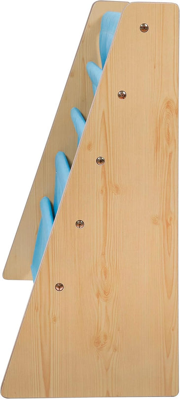 Wildkin Kids Canvas Sling Bookshelf for Boys and Girls, Wooden Design Features Four Fabric Shelves, Keep Bedrooms, Playrooms, and Classrooms Organized, an Ideal Kids Bookshelf (Natural w/Sky Blue) - LeafyLoom