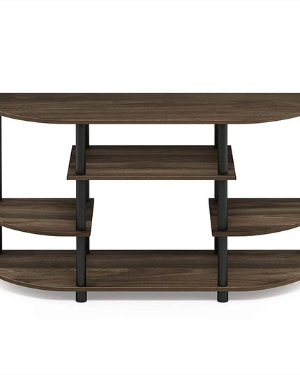 Furinno JAYA Simple Design Corner TV Stand, Columbia Walnut/Black - LeafyLoom