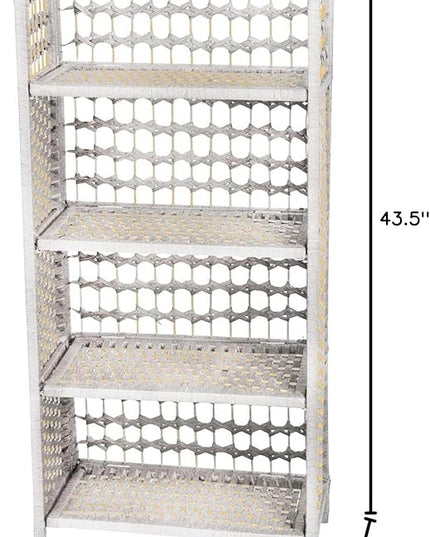Oriental Furniture 43" Natural Fiber Shelving Unit - White - LeafyLoom