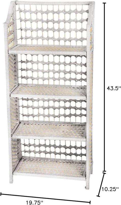 Oriental Furniture 43" Natural Fiber Shelving Unit - White - LeafyLoom