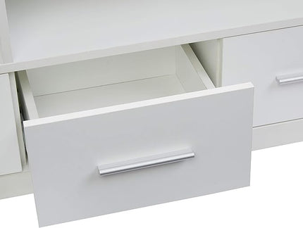 Rockpoint Cosmopolitan 60-Inch TV Stand Media Console with Metal Legs, Snow White - LeafyLoom
