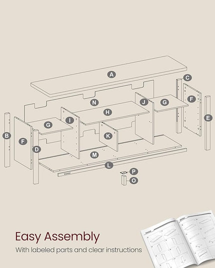 VASAGLE TV Stand for TVs up to 70 Inches, Entertainment Center with Storage Shelves, TV Console Table, Easy to Assemble, TV Cabinet for Living Room, Bedroom, Ash Black ULTV114B01 - LeafyLoom