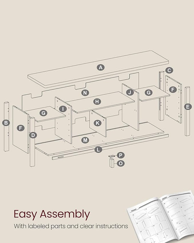 VASAGLE TV Stand for TVs up to 70 Inches, Entertainment Center with Storage Shelves, TV Console Table, Easy to Assemble, TV Cabinet for Living Room, Bedroom, Ash Black ULTV114B01 - LeafyLoom
